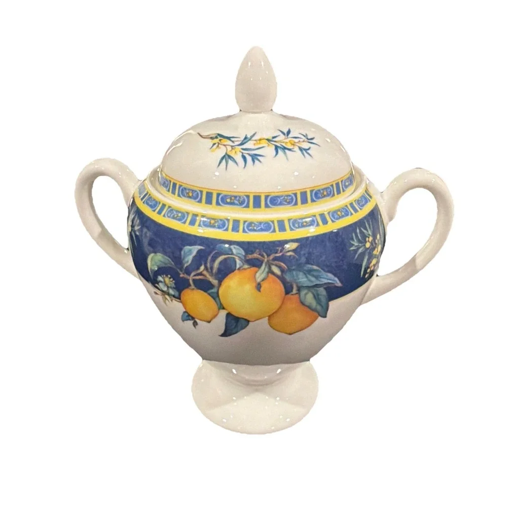 Vtg Wedgewood Citron Lemon Lidded Sugar Bowl Bone China‎ Made In England